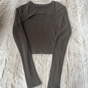 Garage olive green long sleeve with cut out